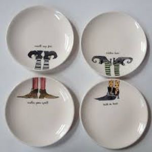 Rae Dunn Halloween plate set of 4 Brand New